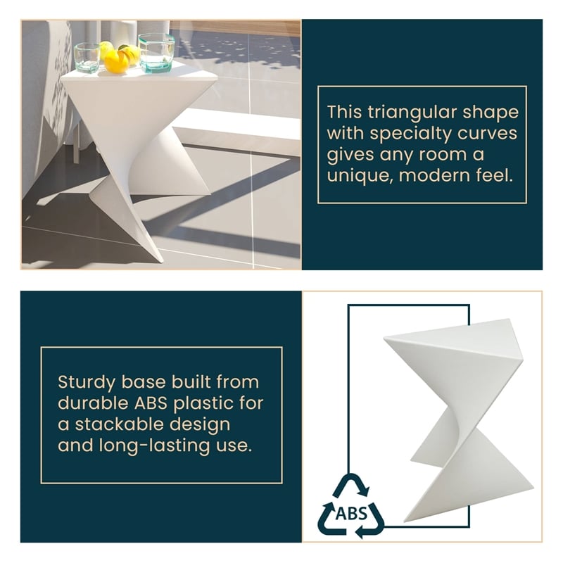 LeisureMod Randolph Modern Triangle End Table in White Set of 2