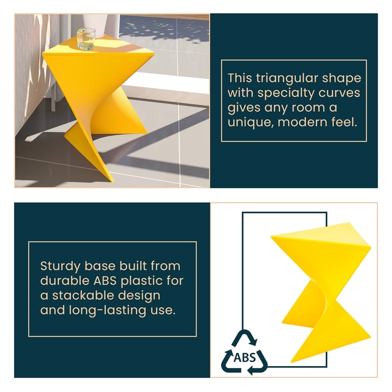 LeisureMod Randolph Modern Triangle End Table in Yellow Set of 2