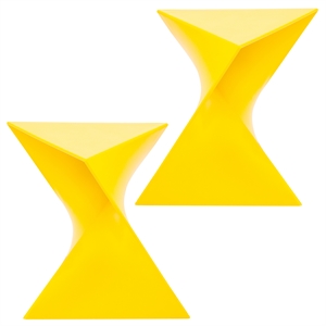 LeisureMod Randolph Modern Triangle End Table in Yellow Set of 2