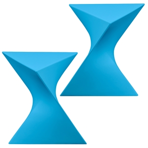 LeisureMod Randolph Modern Triangle End Table in Blue Set of 2