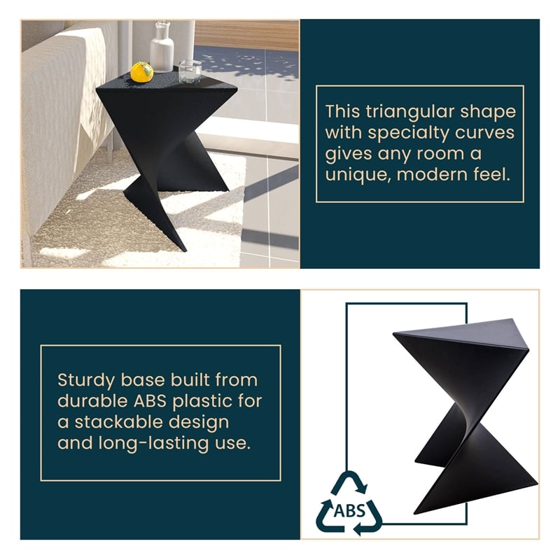 LeisureMod Randolph Modern Triangle End Table in Black Set of 4