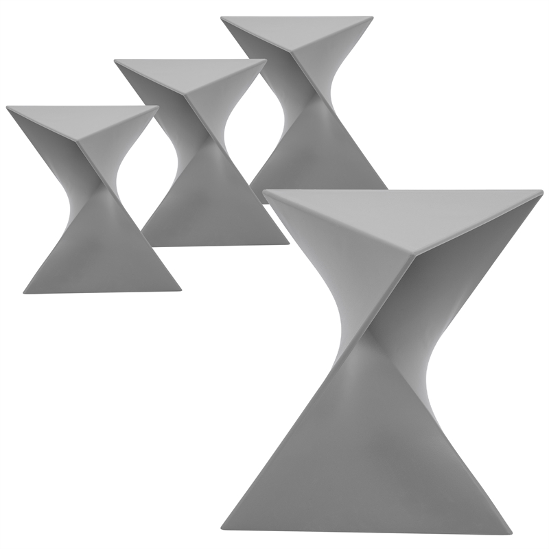 LeisureMod Randolph Modern Triangle End Table in Grey Set of 4