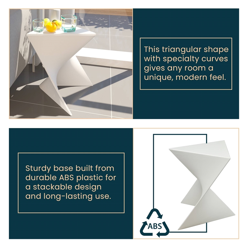 LeisureMod Randolph Modern Triangle End Table in White Set of 4
