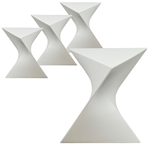 LeisureMod Randolph Modern Triangle End Table in White Set of 4
