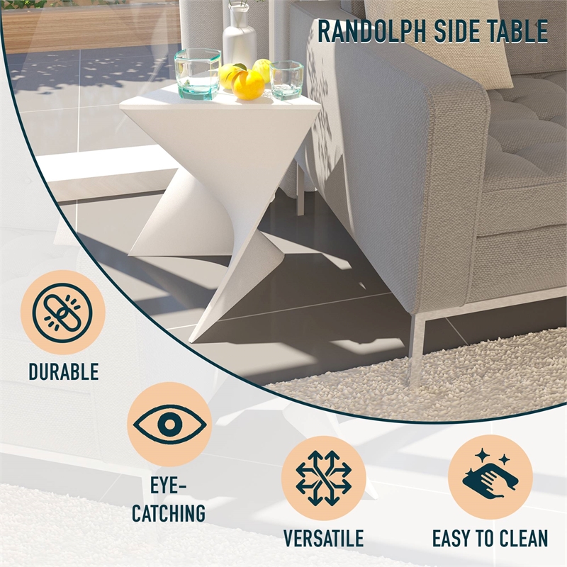 LeisureMod Randolph Modern Triangle End Table in White Set of 4
