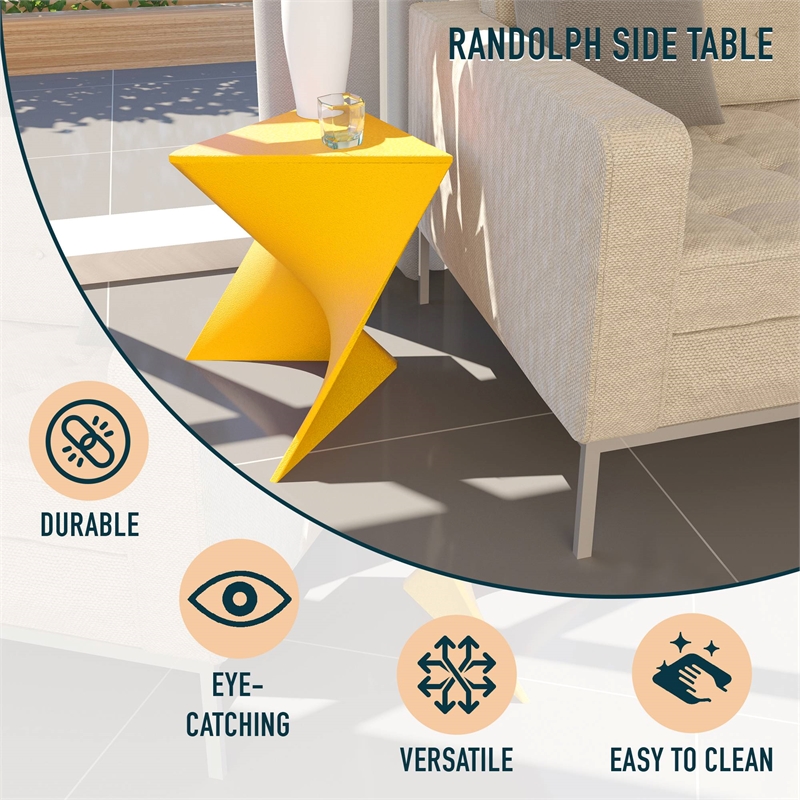 LeisureMod Randolph Modern Triangle End Table in Yellow Set of 4