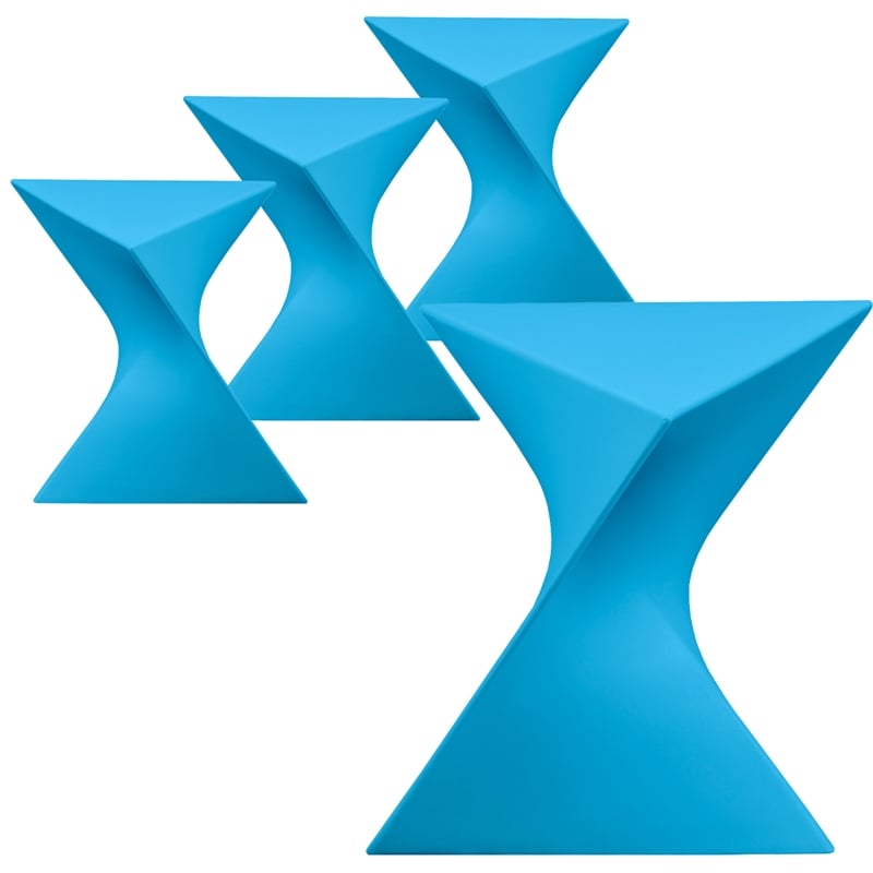 LeisureMod Randolph Modern Triangle End Table in Blue Set of 4