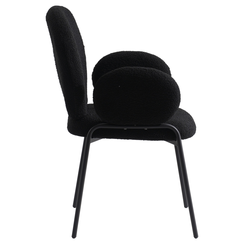LeisureMod Celestial Fabric Dining Chairs in Black Iron Legs Black