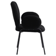 LeisureMod Celestial Fabric Dining Chairs in Black Iron Legs Black