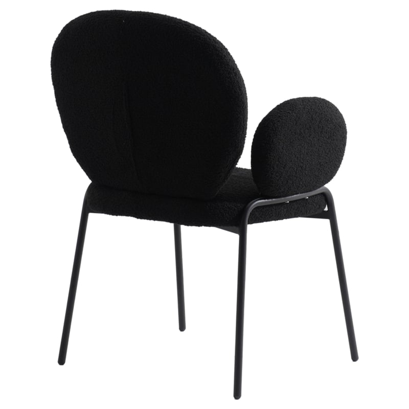 LeisureMod Celestial Fabric Dining Chairs in Black Iron Legs Black