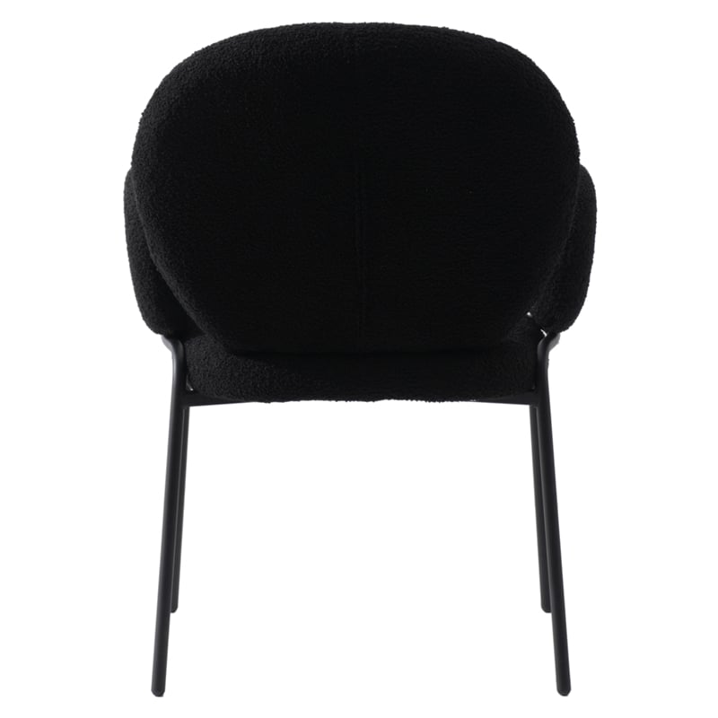 LeisureMod Celestial Fabric Dining Chairs in Black Iron Legs Black