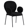 LeisureMod Celestial Fabric Dining Chairs in Black Iron Legs Black