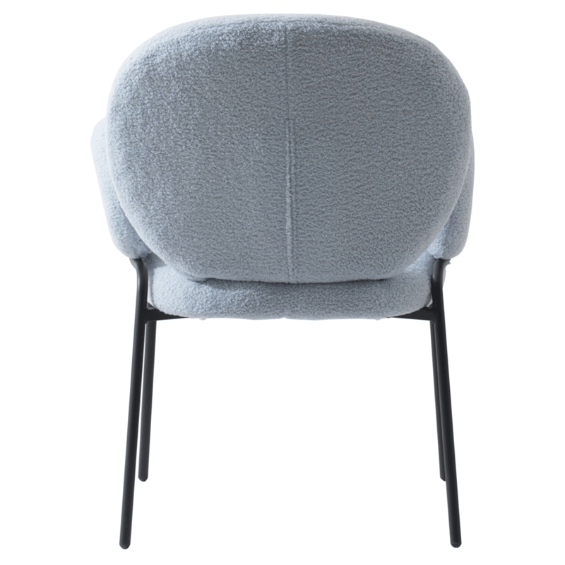 LeisureMod Celestial Fabric Dining Chairs in Black Iron Legs Blue