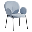 LeisureMod Celestial Fabric Dining Chairs in Black Iron Legs Blue