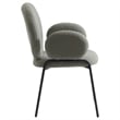 LeisureMod Celestial Fabric Dining Chairs in Black Iron Legs Green
