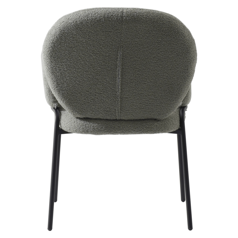 LeisureMod Celestial Fabric Dining Chairs in Black Iron Legs Green
