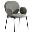 LeisureMod Celestial Fabric Dining Chairs in Black Iron Legs Green