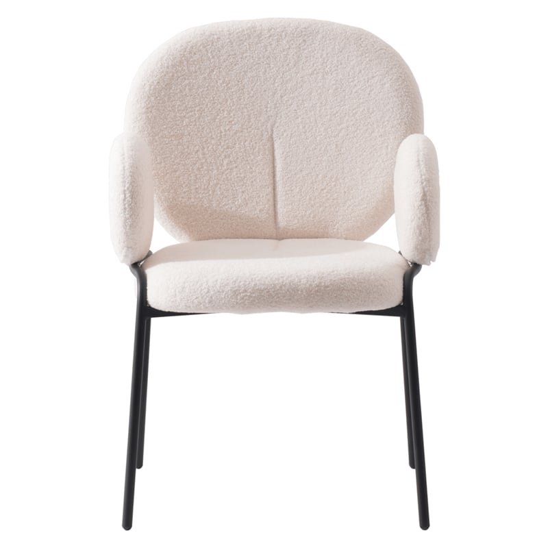 LeisureMod Celestial Fabric Dining Chairs in Black Iron Legs White
