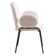 LeisureMod Celestial Fabric Dining Chairs in Black Iron Legs White