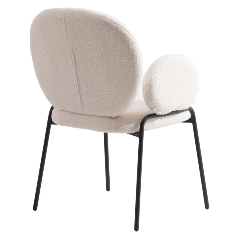 LeisureMod Celestial Fabric Dining Chairs in Black Iron Legs White