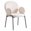 LeisureMod Celestial Fabric Dining Chairs in Black Iron Legs White