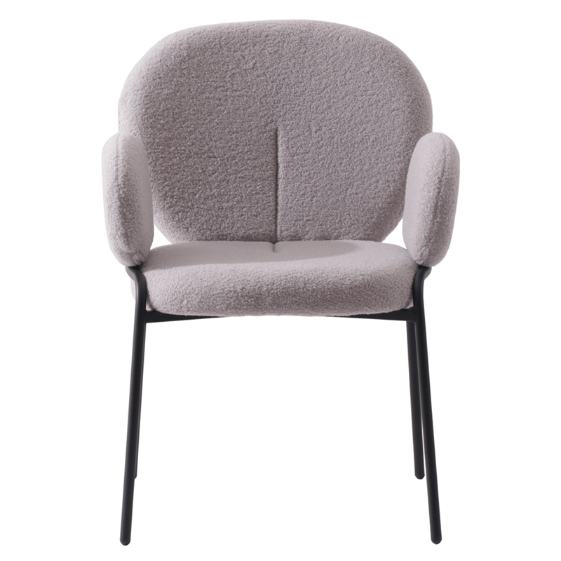 LeisureMod Celestial Fabric Dining Chairs in Black Iron Legs Gray