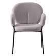 LeisureMod Celestial Fabric Dining Chairs in Black Iron Legs Gray