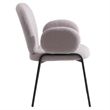 LeisureMod Celestial Fabric Dining Chairs in Black Iron Legs Gray