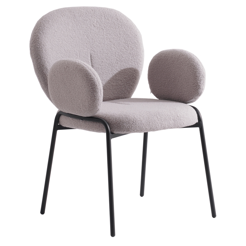 LeisureMod Celestial Fabric Dining Chairs in Black Iron Legs Gray