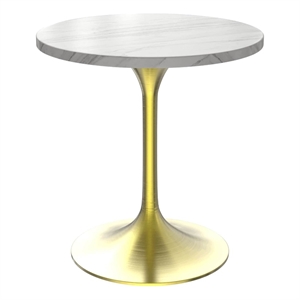 LeisureMod Verve Modern 27&quot Round Dining Table with Sintered Stone Top White