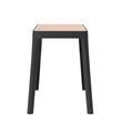 LeisureMod Tresse Stackable Square Plastic Dining Stool with Wicker Top Black