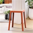 LeisureMod Tresse Stackable Square Plastic Dining Stool with Wicker Top Orange