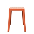 LeisureMod Tresse Stackable Square Plastic Dining Stool with Wicker Top Orange