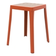 LeisureMod Tresse Stackable Square Plastic Dining Stool with Wicker Top Orange
