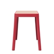 LeisureMod Tresse Stackable Square Plastic Dining Stool with Wicker Top Red