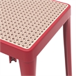 LeisureMod Tresse Stackable Square Plastic Dining Stool with Wicker Top Red