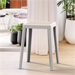 LeisureMod Tresse Stackable Square Plastic Dining Stool with Wicker Top White