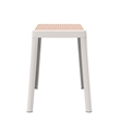 LeisureMod Tresse Stackable Square Plastic Dining Stool with Wicker Top White