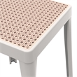 LeisureMod Tresse Stackable Square Plastic Dining Stool with Wicker Top White