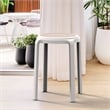 LeisureMod Tresse Stackable Round Plastic Dining Stool with Wicker Top Red