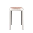 LeisureMod Tresse Stackable Round Plastic Dining Stool with Wicker Top Red