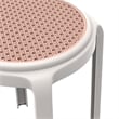 LeisureMod Tresse Stackable Round Plastic Dining Stool with Wicker Top Red