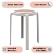 LeisureMod Tresse Stackable Round Plastic Dining Stool with Wicker Top Red