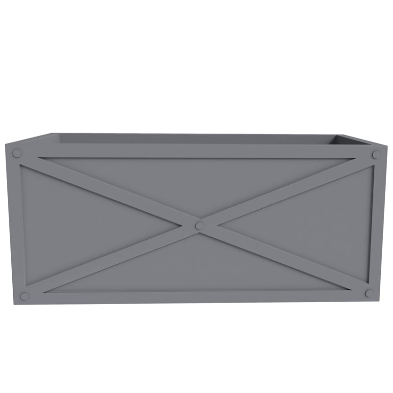 LeisureMod Bonsai Indoor and Outdoor Rectangular Fiberglass Planter Box Gray