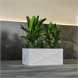 LeisureMod Bonsai Indoor and Outdoor Rectangular Fiberglass Planter Box White