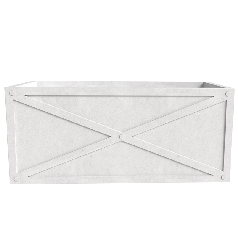 LeisureMod Bonsai Indoor and Outdoor Rectangular Fiberglass Planter Box White