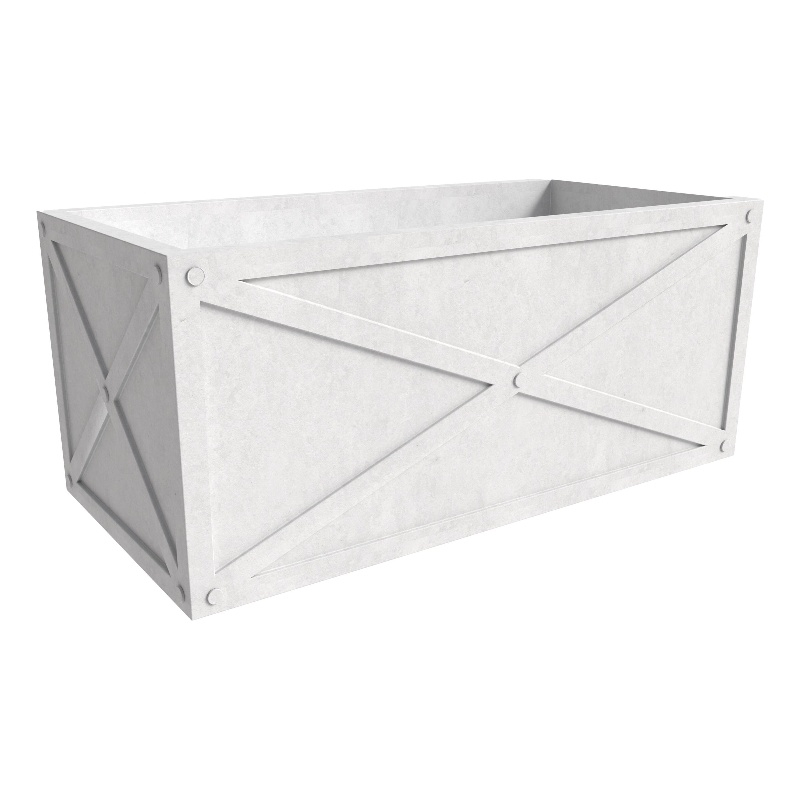 LeisureMod Bonsai Indoor and Outdoor Rectangular Fiberglass Planter Box White