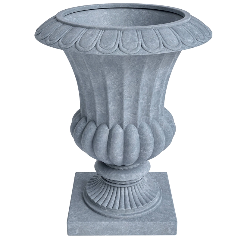 LeisureMod Lotus Modern Urn Planter in Fiberglass and Clay Aged Concrete