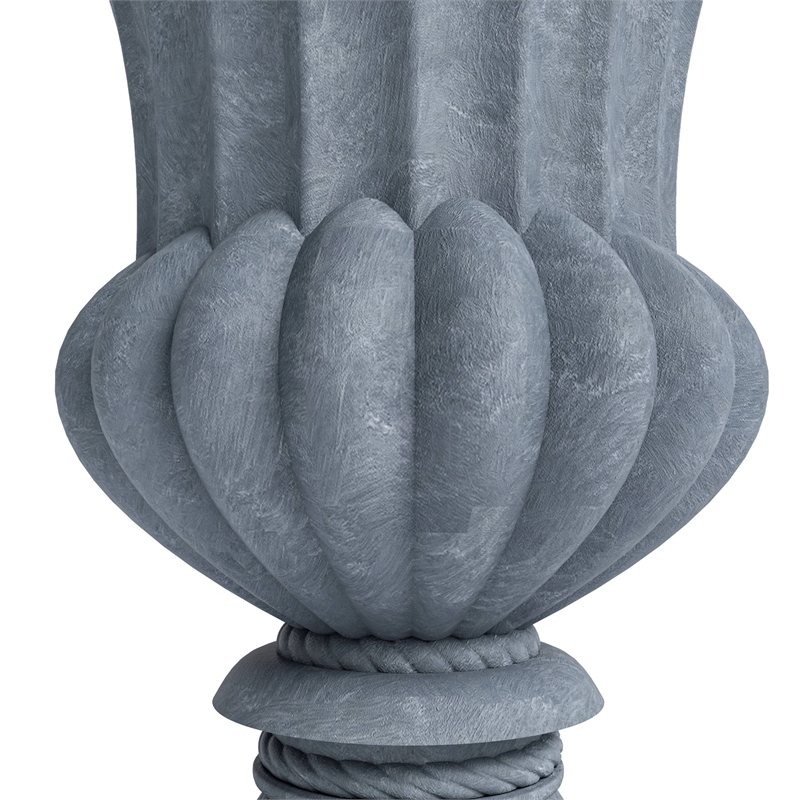 LeisureMod Lotus Modern Urn Planter in Fiberglass and Clay Aged Concrete