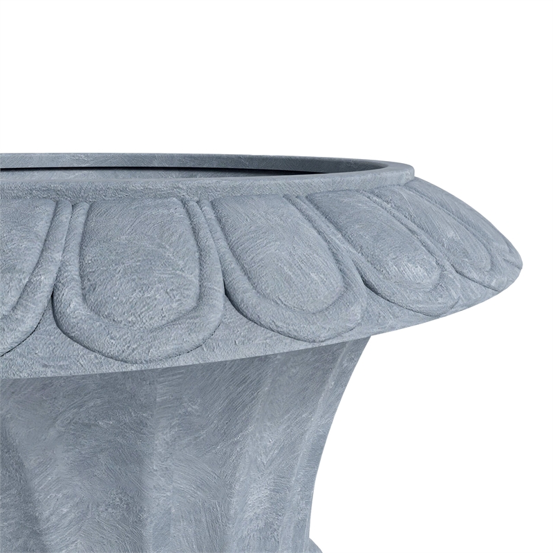 LeisureMod Lotus Modern Urn Planter in Fiberglass and Clay Aged Concrete